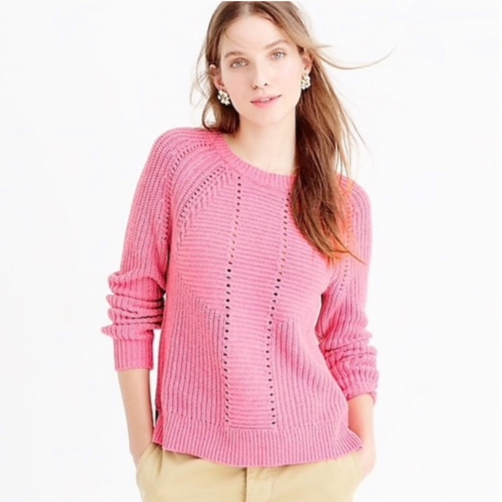 J Crew wool blend pointelle cable sweater M